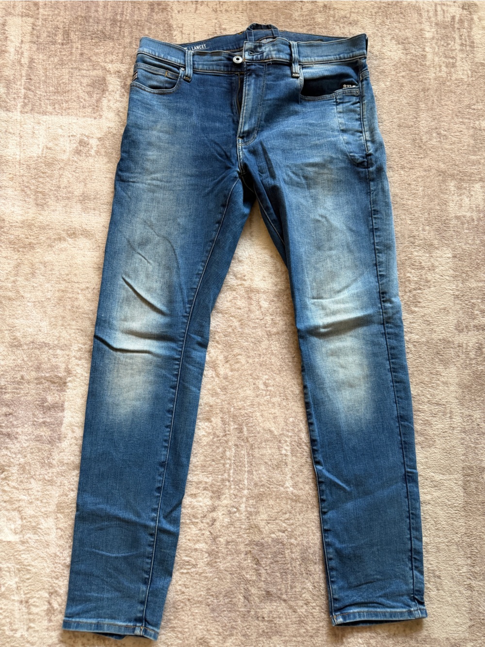 Men’s G‑Star RAW “Lancet Skinny” Jeans — 34W x 32L (Raw Denim)